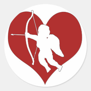 Cupid Within a Heart (Add Your Text) Classic Round Sticker