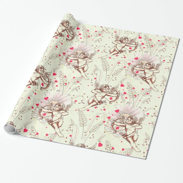 Cupids Arrow Floral Wrapping Paper (Unrolled)