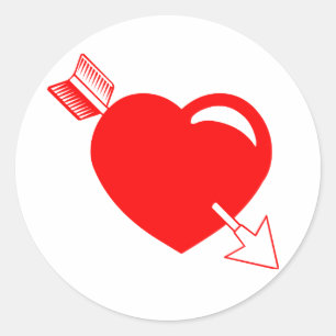 Cupid's Arrow Red Heart Classic Round Sticker