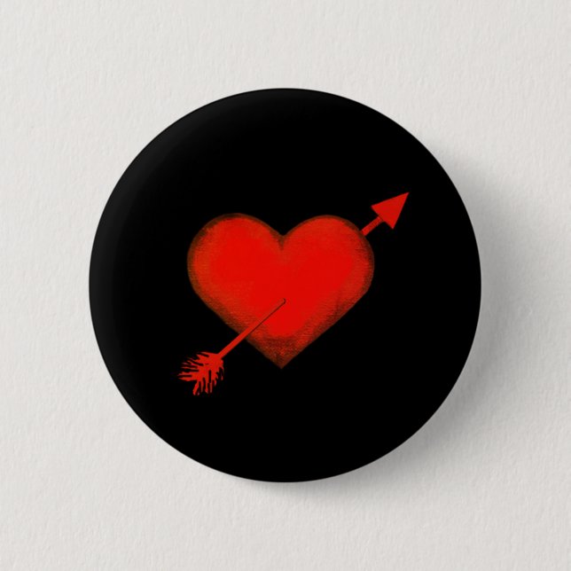 Cupid's Arrow Red on Black Button (Front)
