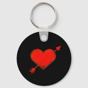 Cupid's Arrow Red on Black Button Keychain