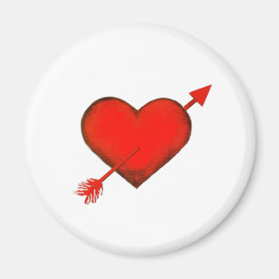 Cupid's Arrow Red on White Button Magnet