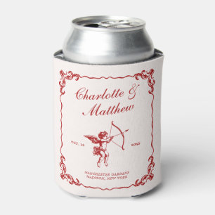 Cupid's Arrow Red Vintage Wedding Can Cooler