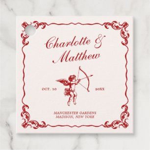 Cupid's Arrow Red Vintage Wedding Favour Tags