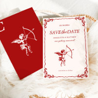 Cupid's Arrow Red Vintage Wedding Save the Date