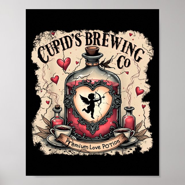 Cupids Brewing Co Love Potions Funny Valentine  Poster (Front)
