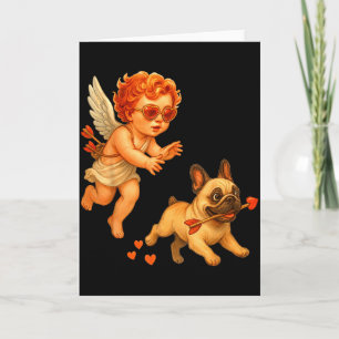 Cupids Chasing French Bulldog Valentine Day Owner Card