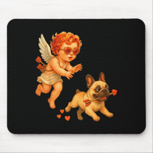 Cupids Chasing French Bulldog Valentine Day Owner  Mouse Mat