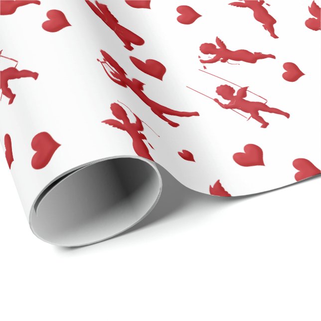 Cupids Cherub Hearts Valentines Day   Wrapping Paper (Roll Corner)