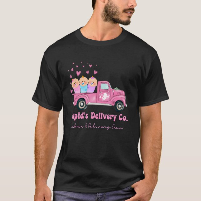 Cupid's Delivery Co Funny L&D Crew Valentines Day  T-Shirt (Front)