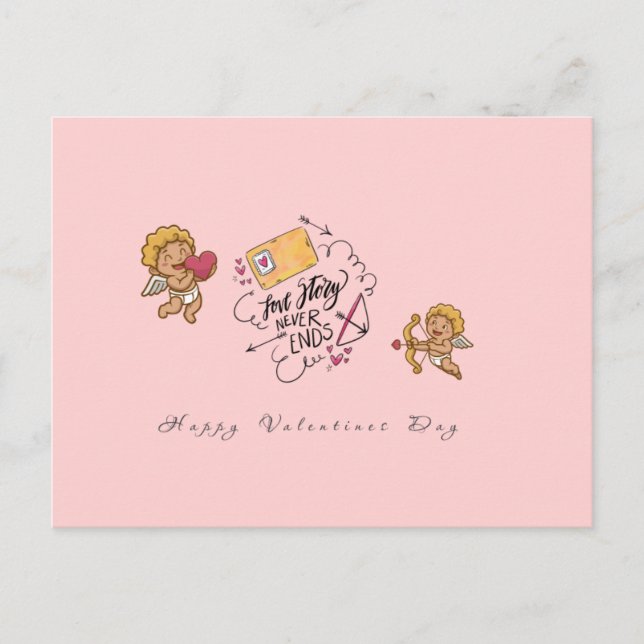 Cupid's Embrace Love Letter Greeting Card (Front)
