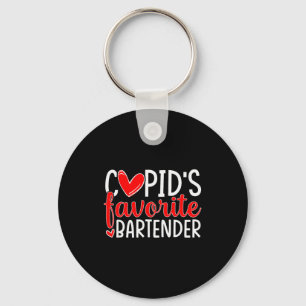 Cupids Favorite Bartender Funny Hearts Valentines Key Ring