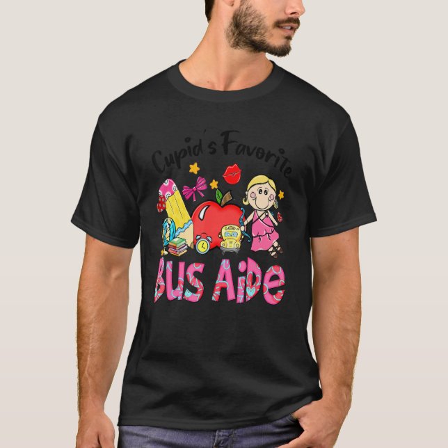 Cupid's Favorite Bus Aide Apple Cute Cupid Valenti T-Shirt (Front)