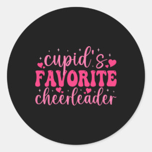 Cupids Favorite Cheerleader Valentine Day Love Che Classic Round Sticker