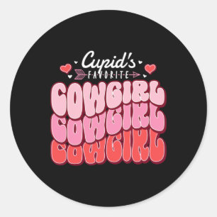 Cupid's Favorite Cowgirl Valentine's Day Hearts  Classic Round Sticker