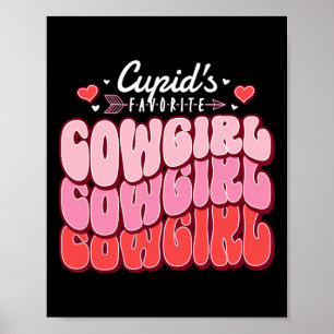 Cupid's Favorite Cowgirl Valentine's Day Hearts Poster
