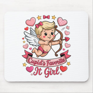Cupids Favorite Girl Valentine Pink Heart Aestheti Mouse Mat