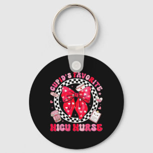 Cupids Favorite Nicu Nurse Valentine Coquette Bow Key Ring