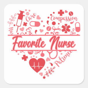  Cupids Favorite Nurse Square Sticker
