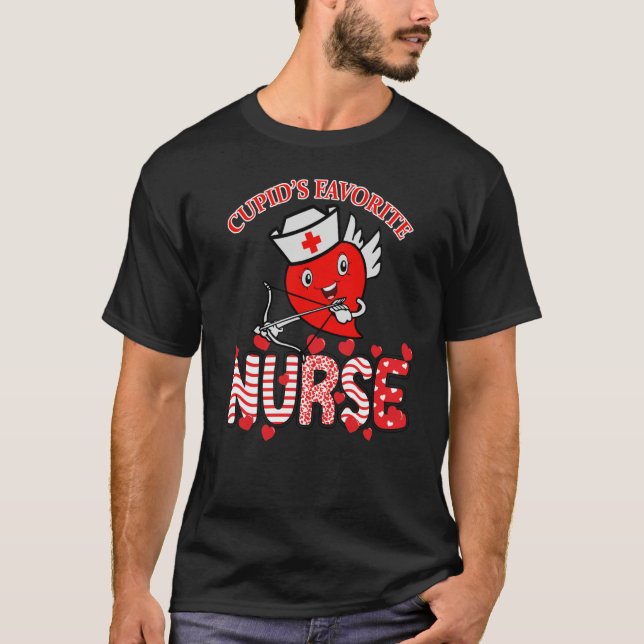 Cupid's Favorite Nurse Valentines Day N Cupid Nurs T-Shirt (Front)