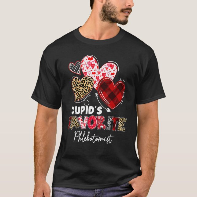 Cupid's Favorite Phlebotomist Valentine Phlebotomy T-Shirt (Front)