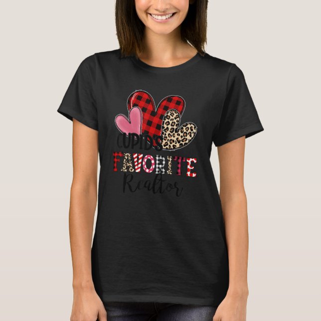 Cupid's Favorite Realtor Three Hearts Valentine's  T-Shirt (Front)