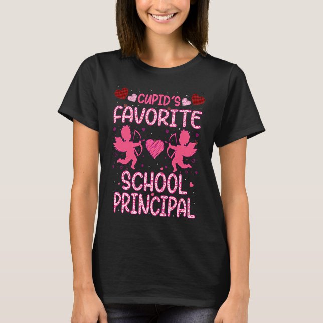 Cupid's Favorite School Principal Valentine Princi T-Shirt (Front)