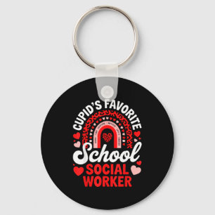Cupid's favorite school social worker valentine's key ring