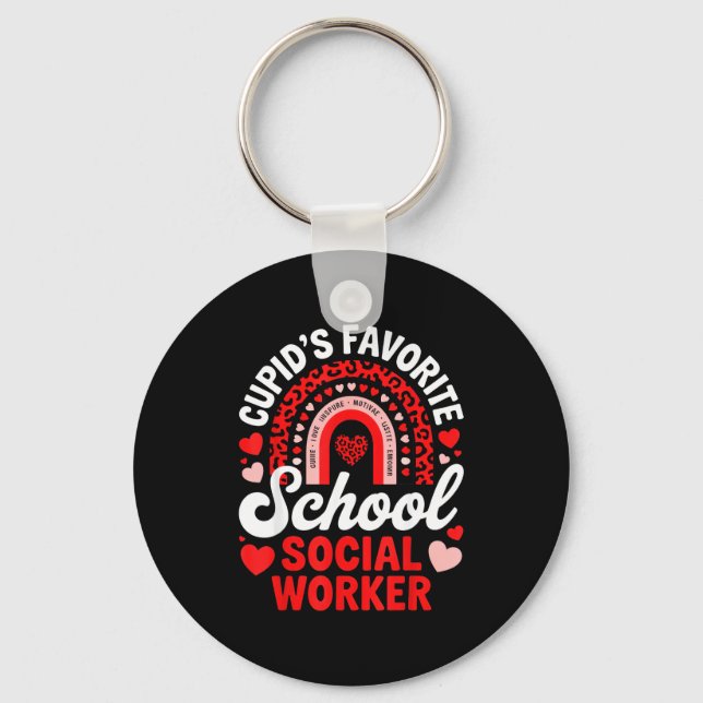 Cupid's favorite school social worker valentine's key ring (Front)