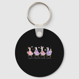 Cupid's Favorite Social Worker Goose Key Ring