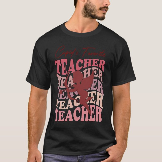 Cupid's Favorite Teacher  Valentines Day Teachers T-Shirt (Front)