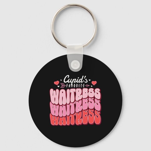 Cupid's Favorite Waitress Valentine's Day Hearts  Key Ring (Front)