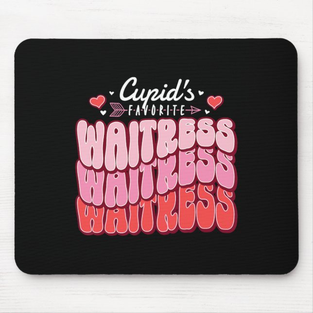 Cupid's Favorite Waitress Valentine's Day Hearts  Mouse Mat (Front)