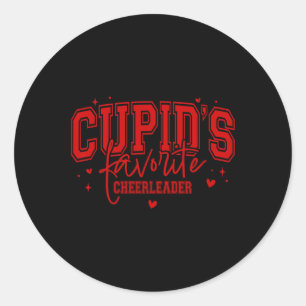 Cupid's Favourite Cheerleader Pink Valentines Chee Classic Round Sticker