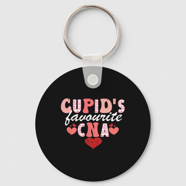 Cupid's Favourite Cna Valentine Certified Nursing  Key Ring (Front)