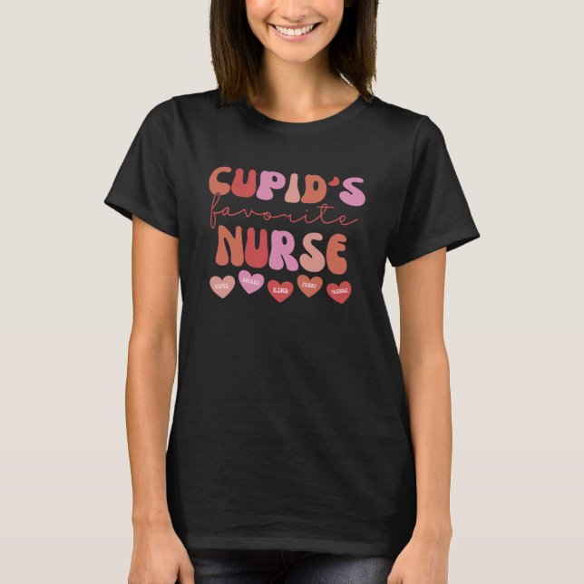 Cupids Favourite Nurse Retro Valentine s Day Nursi T-Shirt (Front)