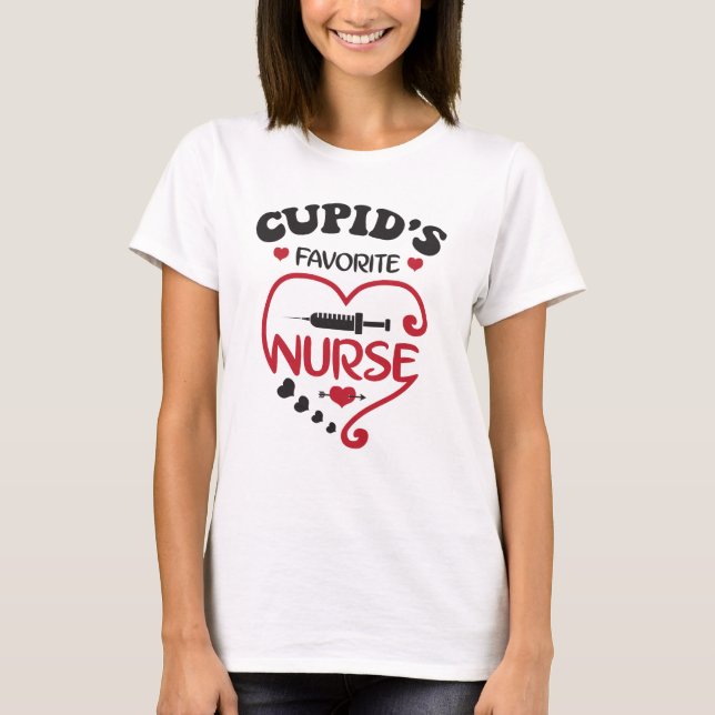 Cupid's Favourite Nurse, Valentine's Day Nurse  T-Shirt (Front)