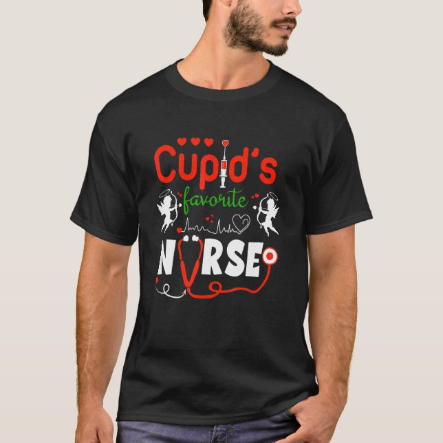 Cupid's Favourite Nurse Valentine's Day T-Shirt (Front)