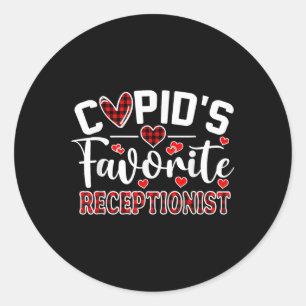 Cupids Favourite Receptionist Funny Valentines Day Classic Round Sticker