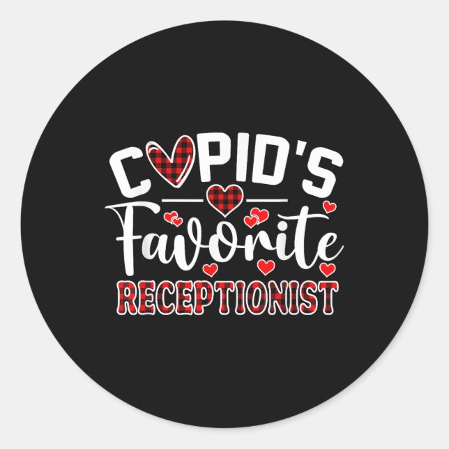 Cupids Favourite Receptionist Funny Valentines Day Classic Round Sticker (Front)