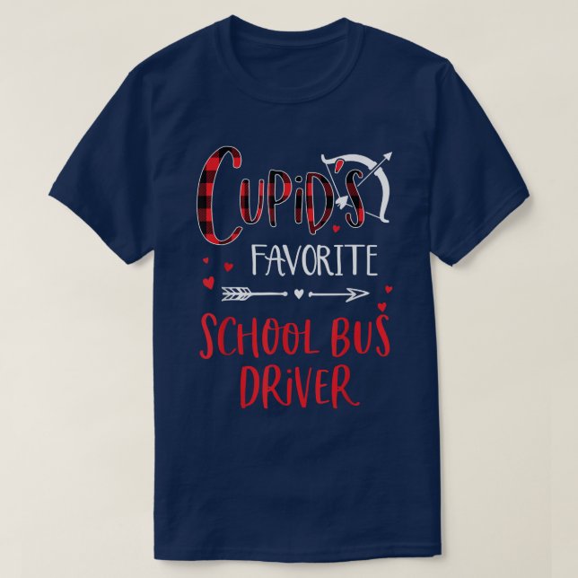 Cupid's Favourite School Bus Driver Red Plaid Vale T-Shirt (Design Front)