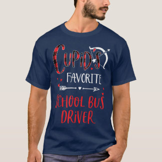 Cupid's Favourite School Bus Driver Red Plaid Vale T-Shirt