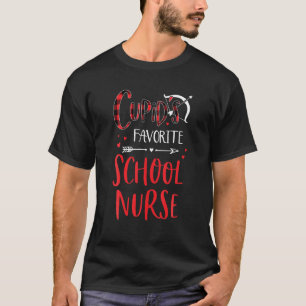 Cupid's Favourite School Nurse Red Plaid Valentine T-Shirt