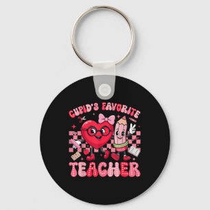Cupids Favourite Teacher Cute Heart Valentines Day Key Ring