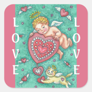 CUPID'S HEART VALENTINE STICKERS Sheet