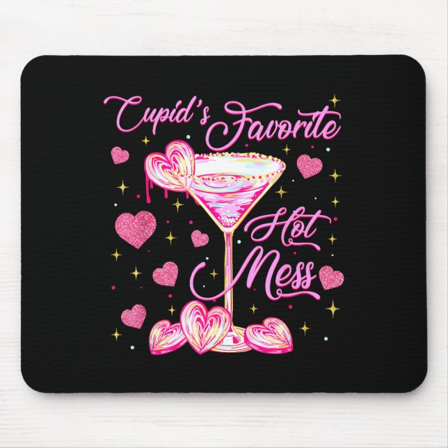Cupids Hot Mess Coquette Valentines Martini Valent Mouse Mat (Front)