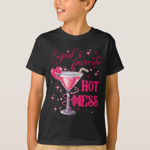 Cupids Hot Mess Valentines Martini Valentines Day T-Shirt