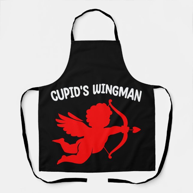 Cupid's Wingman Cute Valentine's Day Husband Wife Apron (Front)