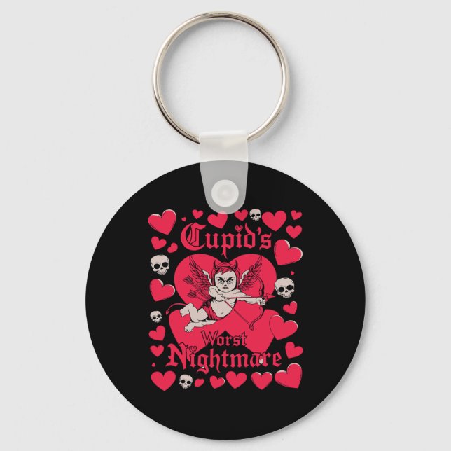 Cupid's Worst Anti Valentine Day  Key Ring (Front)
