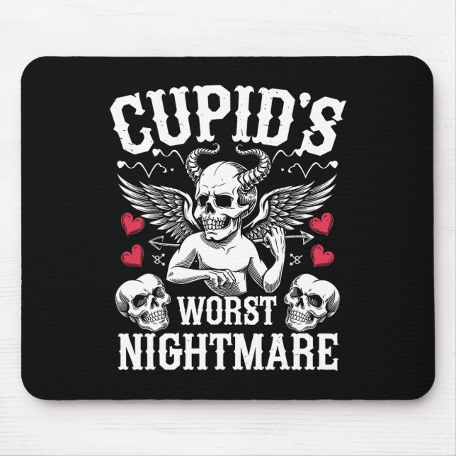 Cupid's Worst Scary Night Skull Art Valentine's Da Mouse Mat (Front)